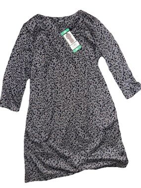 Women’s ' Grey Leopard Print Long Sleeve Dress